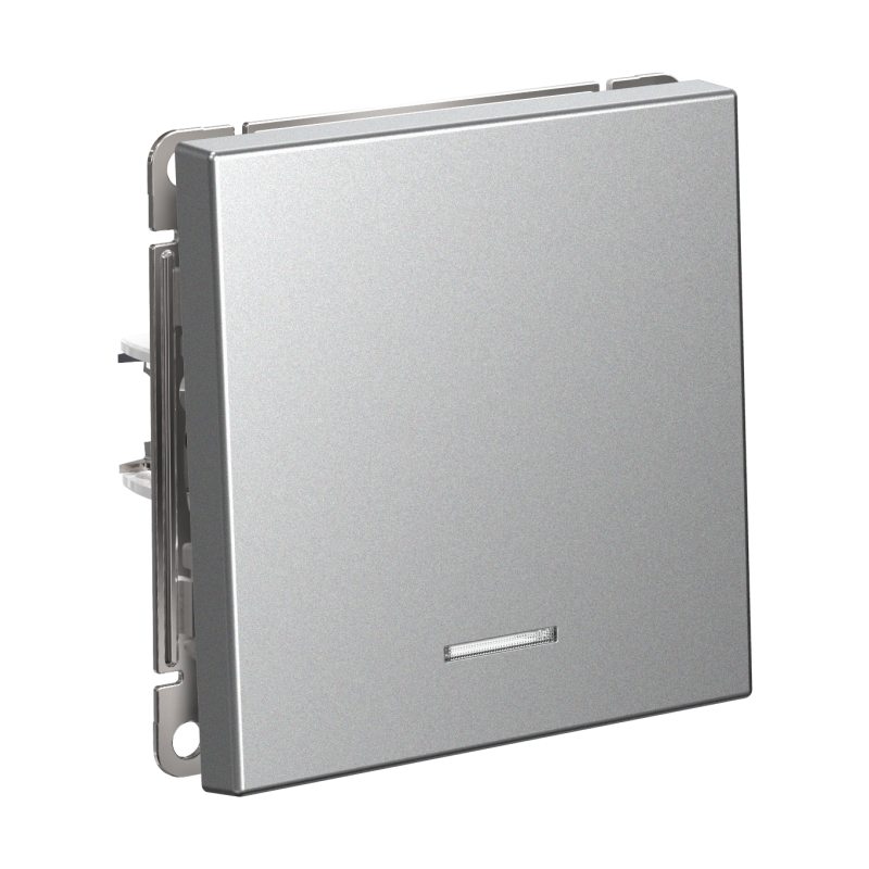 Выключатель кнопочный 1-кл. ArtGallery 10А с подсветкой механизм алюм. SE GAL000316