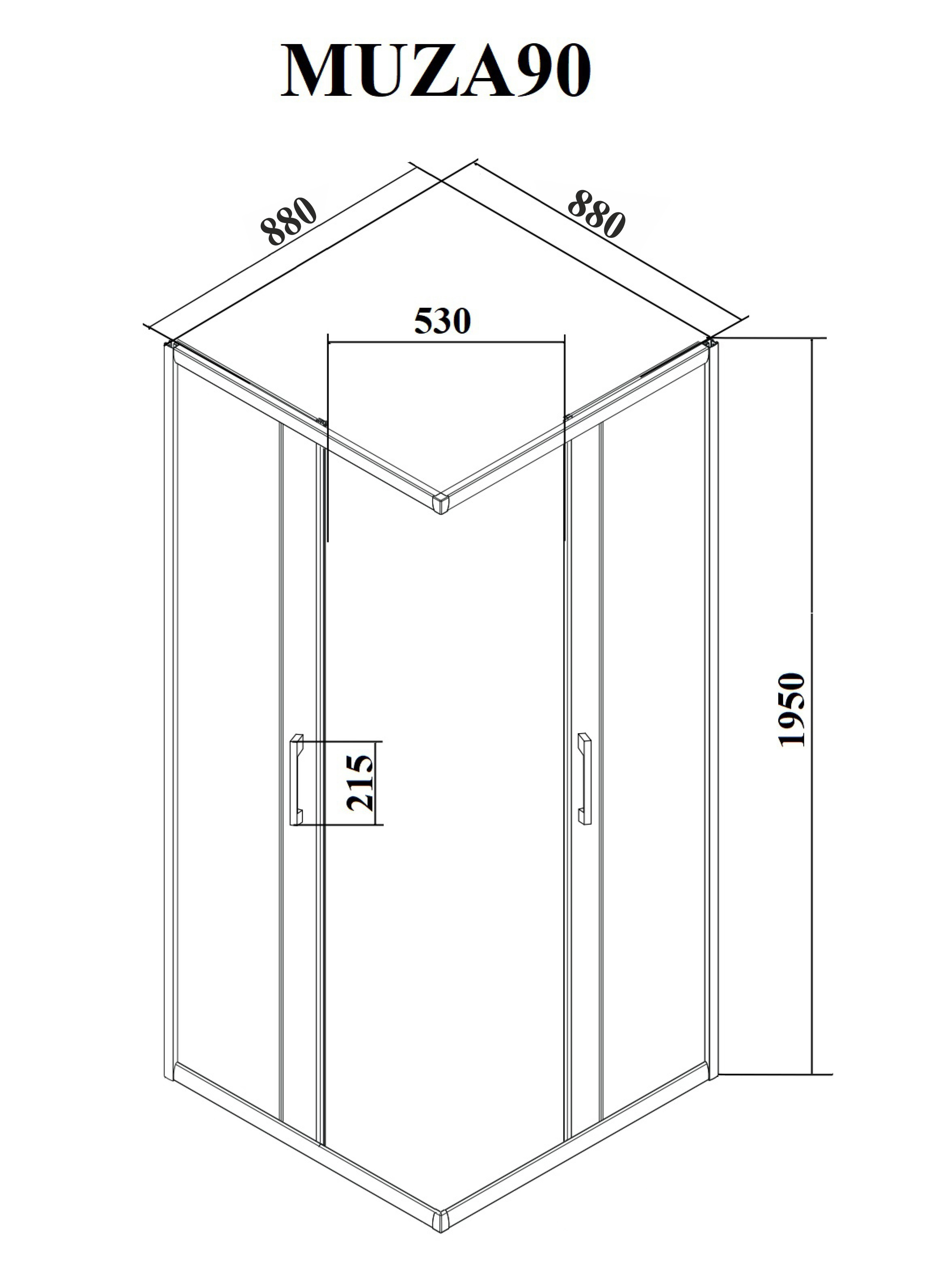 Ограждение MUZA90 душевое Ceruttispa без поддона (90x90x195)
