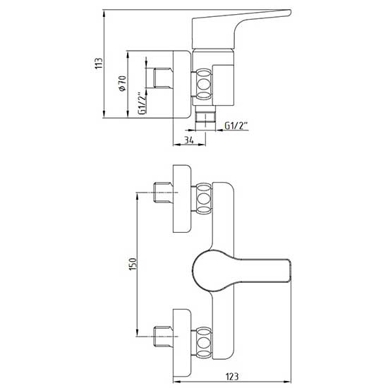 Смеситель ECA Luna 102154011EX для душа