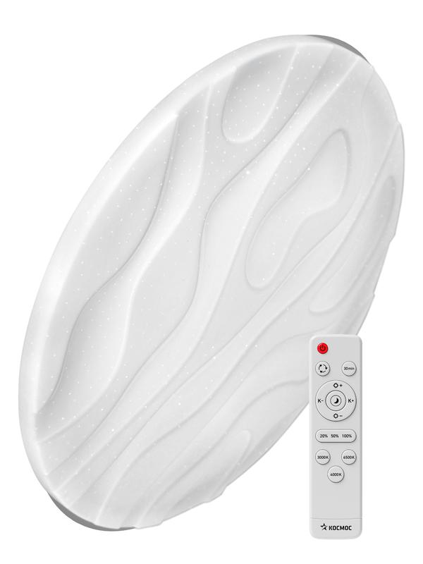 Светильник светодиодный PREMIUM WAVE 75Вт 230В 3000-6500К 6000лм IP40 490х85мм настенно-потолочный управляемый с пультом ДУ КОСМОС KSWave75W