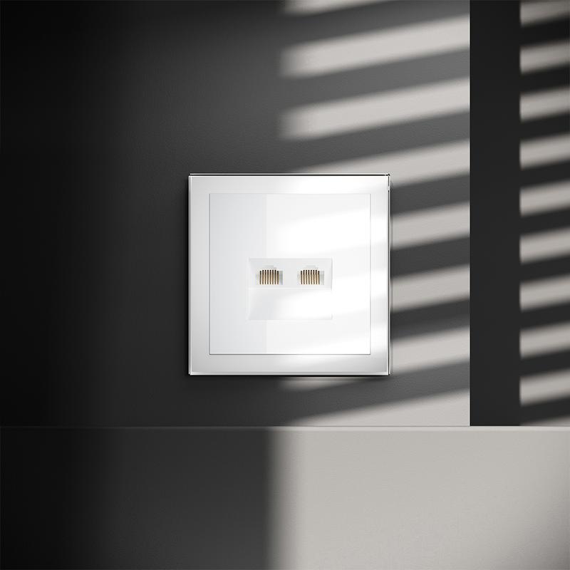 Розетка компьютерная 2-м СП S70 RJ45 + RJ45 кат.6 механизм бел. глянцевый Voltum VLS060201