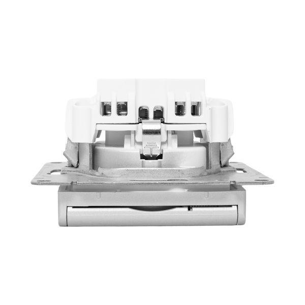 Розетка СП Эпика 16А IP44 с заземл. защ. шторки с крышкой механизм алюм. EKF UP1-SOA-111-44