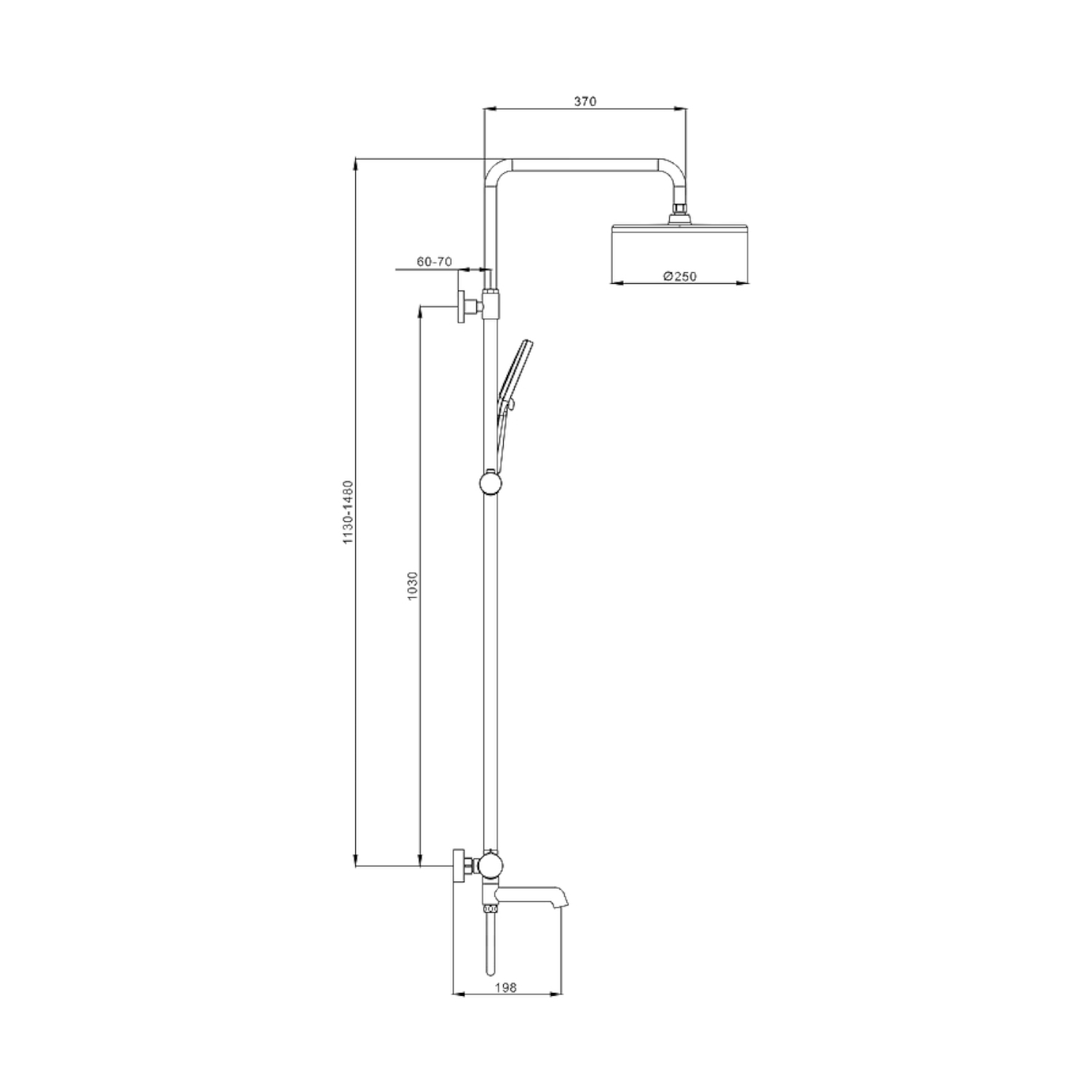 Душевая система Raglo R20.24.03, сатин золотой