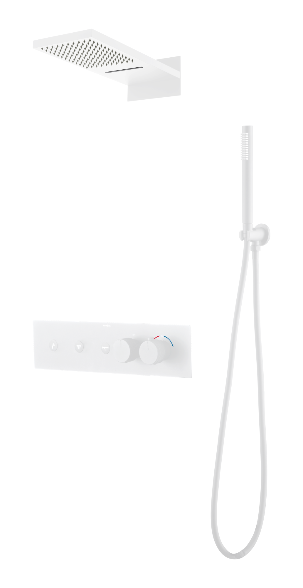 Встроенная душевая система FUSION с термостатом, трехпозиционная MATT WHITE