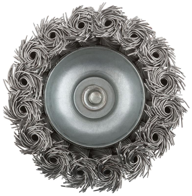 Корщетка тип "чашка" со штифтом стальная витая проволока 75мм MOS 38498М