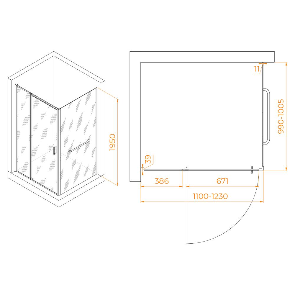 Душевой уголок RGW PA-078-1 (RGW PA-008 + Z-060-2), 3508078110-11