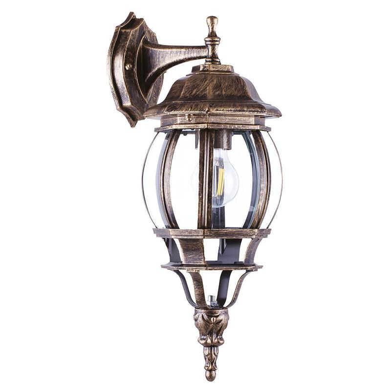 Светильник садово-парковый 100Вт 230В E27 8102/PL8102 (на стену вниз) черн. зол. FERON 11245