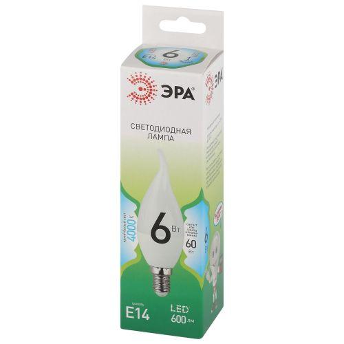 Лампа светодиодная GREEN LINE BXS-6W-840-E14 GL 6Вт свеча на ветру 4000К яркий свет бел. E14 Эра Б0067131