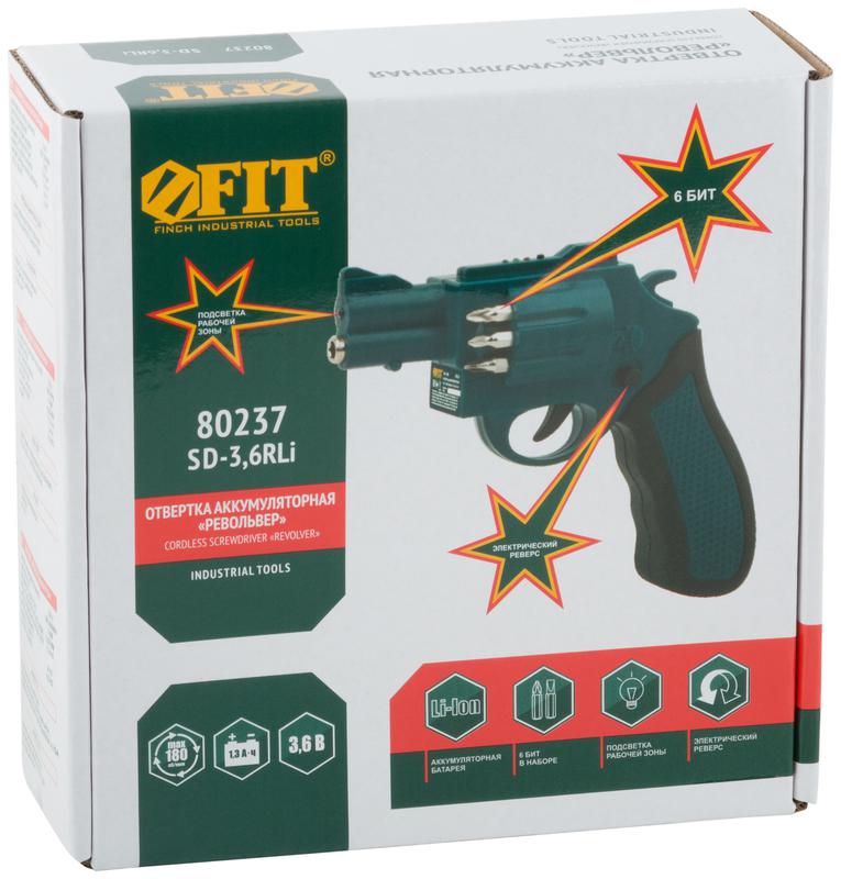 Отвертка аккумуляторная 3.6В 180об/мин 3Нм 1 (Li-Ion) 1.3Ач FIT 80237