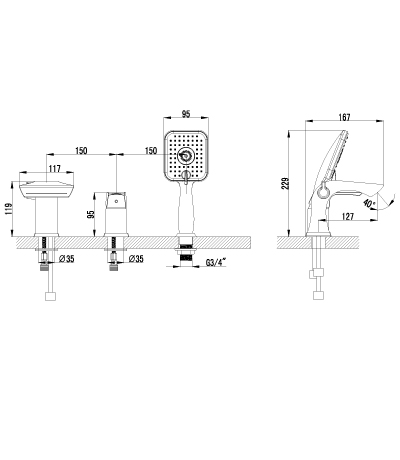 Смеситель на борт ванны Lemark Unit (LM4545C)