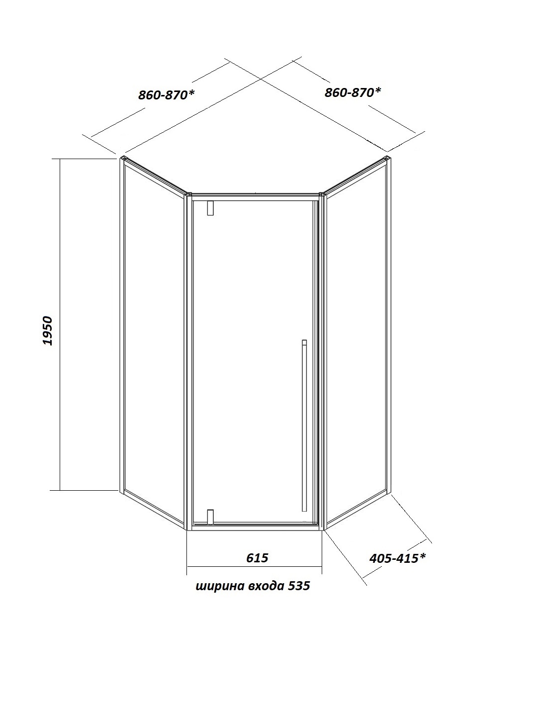 Ограждение C3AB душевое Ceruttispa без поддона (90x90x195)