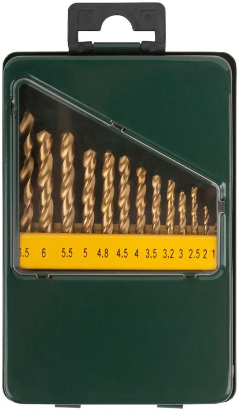 Набор сверл HSS пометаллу титановое покрытие 13шт (1.5-6.5мм) металлический бокс FIT 34218
