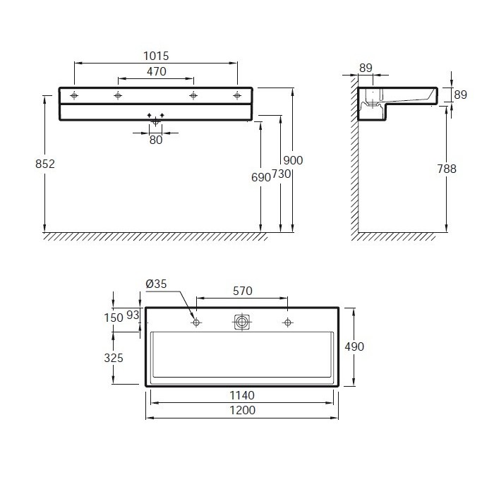 Раковина Jacob Delafon Terrace EXB9112-00 120 см, с подсветкой