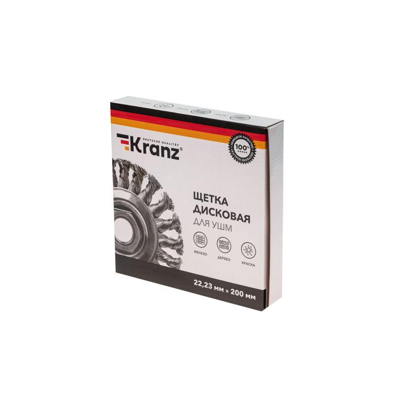 Щетка дисковая для УШМ крученая стальная проволока 200мм отв. 22.23мм Kranz KR-91-1247