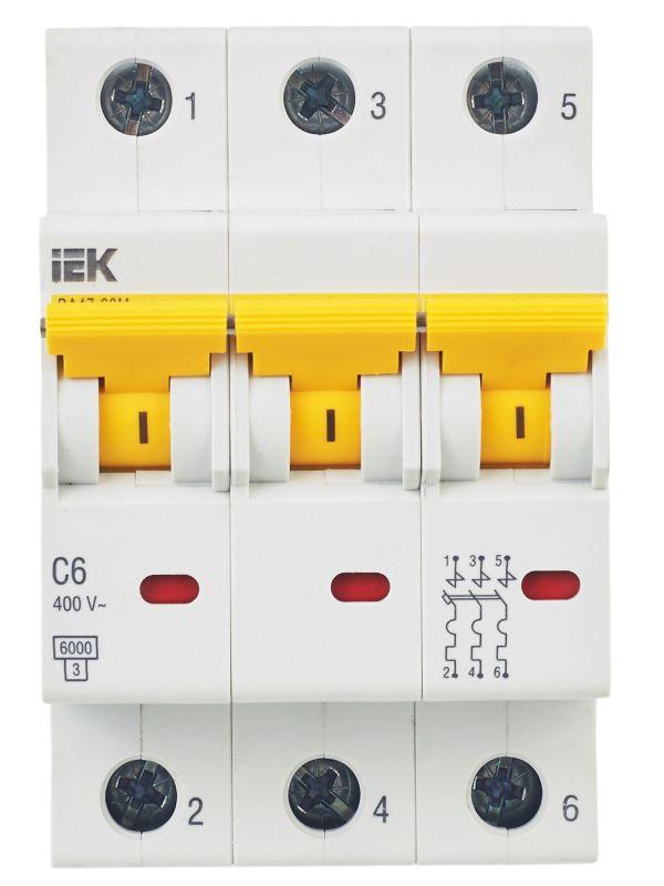 Выключатель автоматический модульный 3п C 6А 6кА ВА47-60M KARAT IEK MVA31-3-006-C