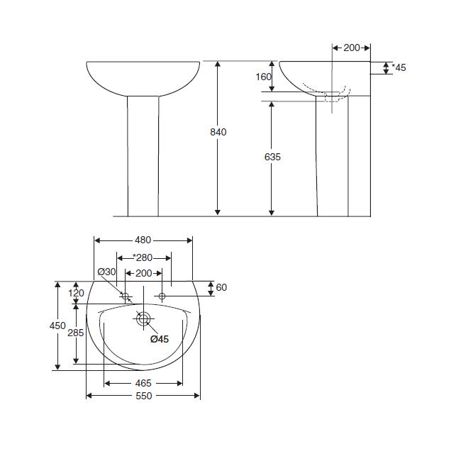 Раковина Jacob Delafon Patio E4158NG-00 подвесная 55 см