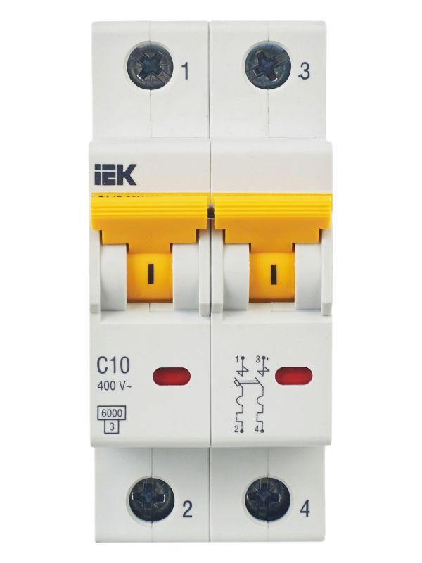 Выключатель автоматический модульный 2п C 10А 6кА ВА47-60M KARAT IEK MVA31-2-010-C