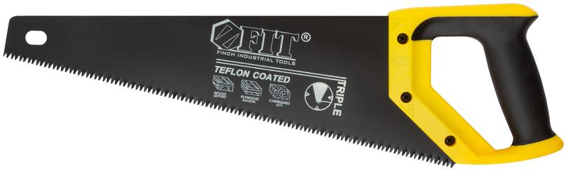 Ножовка по дереву средн.кален.зуб 7 ТPI 3D заточка пласт.прорезинен.ручка тефлон.покрытие 400мм FIT 40464