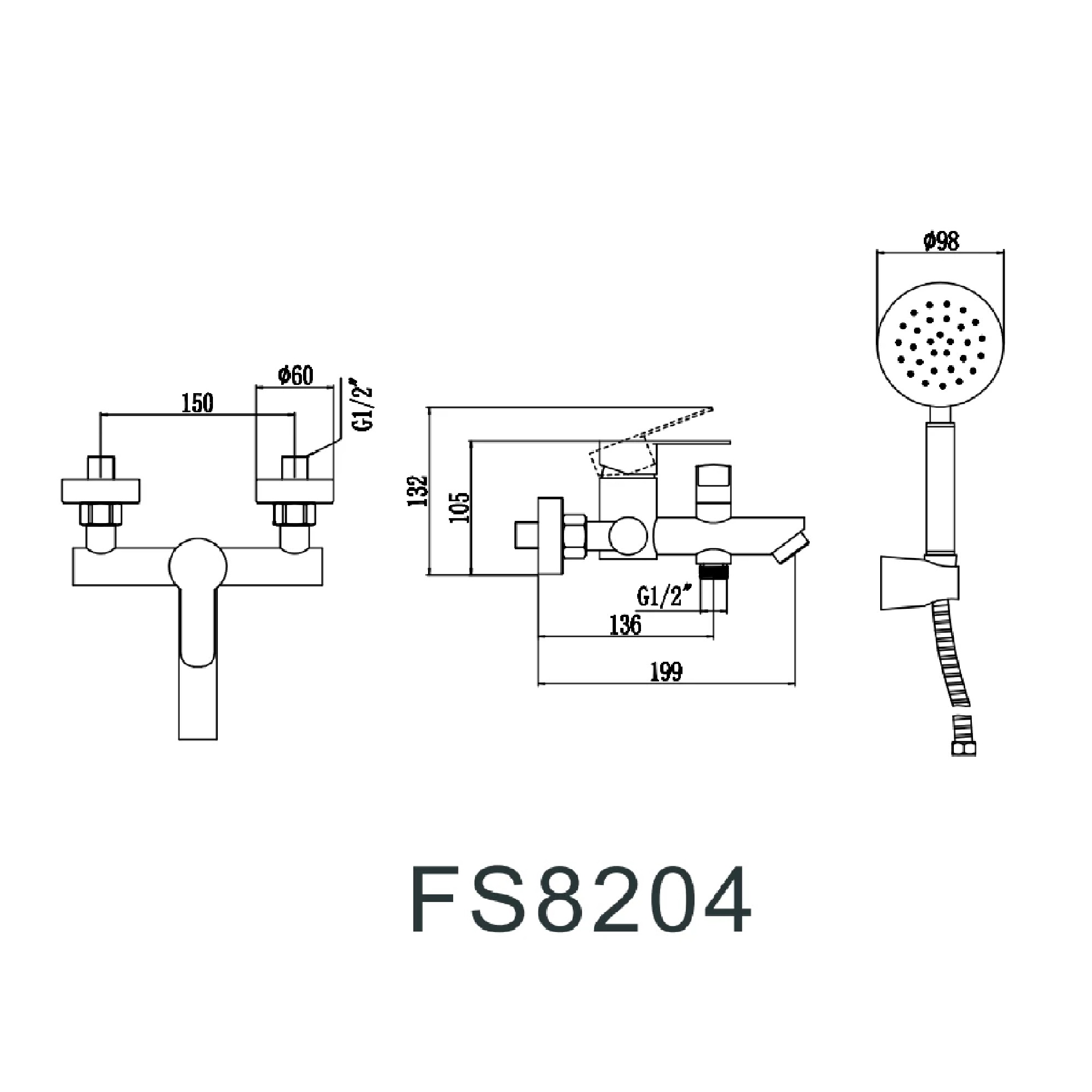 Смеситель для душа Fmark FS8203, сатин
