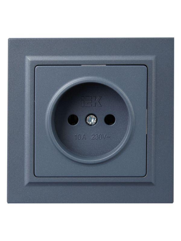 Розетка СП BRITE РСР10-1-0-БрМ 10А в сборе без заземл. без защ. шторок маренго IEK BR-R10-10-K35-F