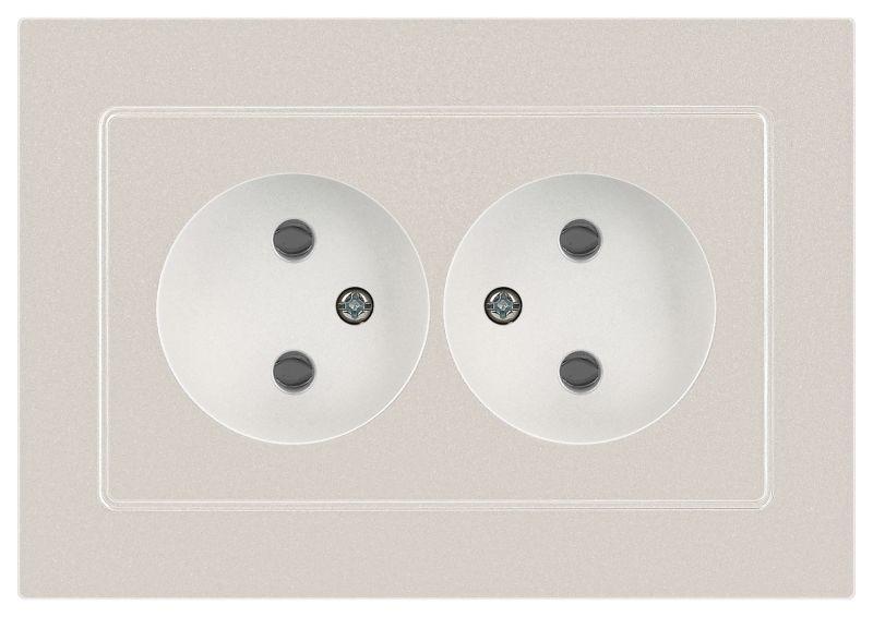 Розетка 2-м СП Accent 6-204-06 16А IP20 250В 2P AL/CU перламутр. Intro Б0063446