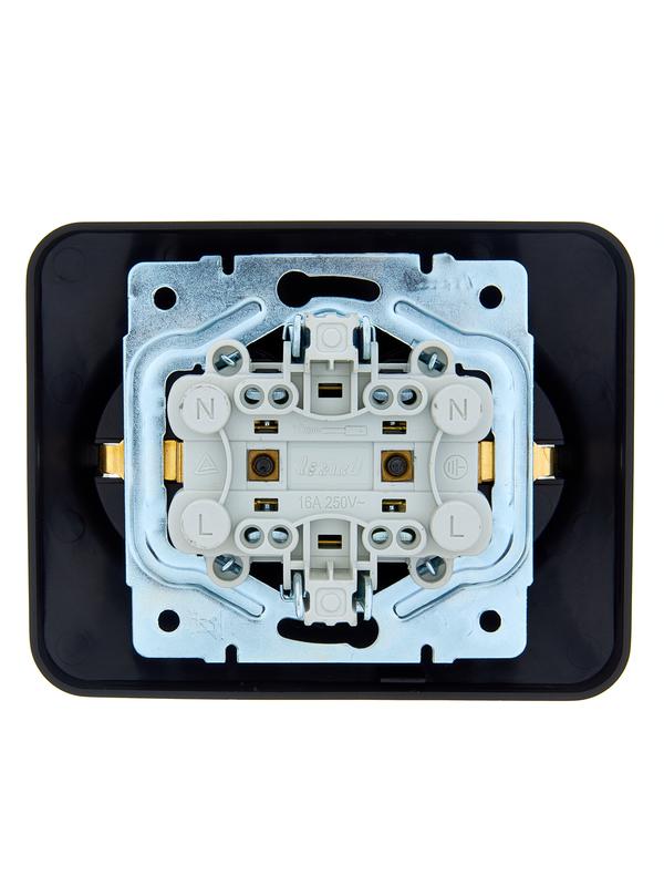 Розетка 2-м СП ASTI 16А IP20 с заземл. термопласт черн. бархат LEZARD 7081-4200-127B