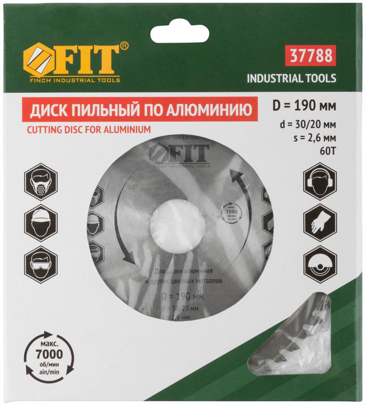 Диск пильный для циркулярных пил по алюм. 190х30/20х60T FIT 37788