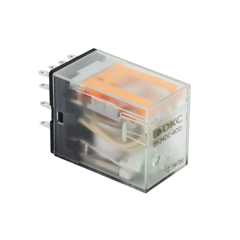 Реле миниатюрное промышленное общего назначения 4CO ком. ток 5А AgSnO2 напряжение 24В AC опция: светодиод DKC IR-24AC-4CO