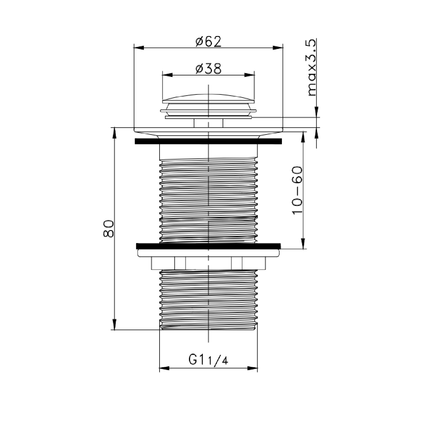 Донный клапан для раковины Raglo R600.04.06, черный