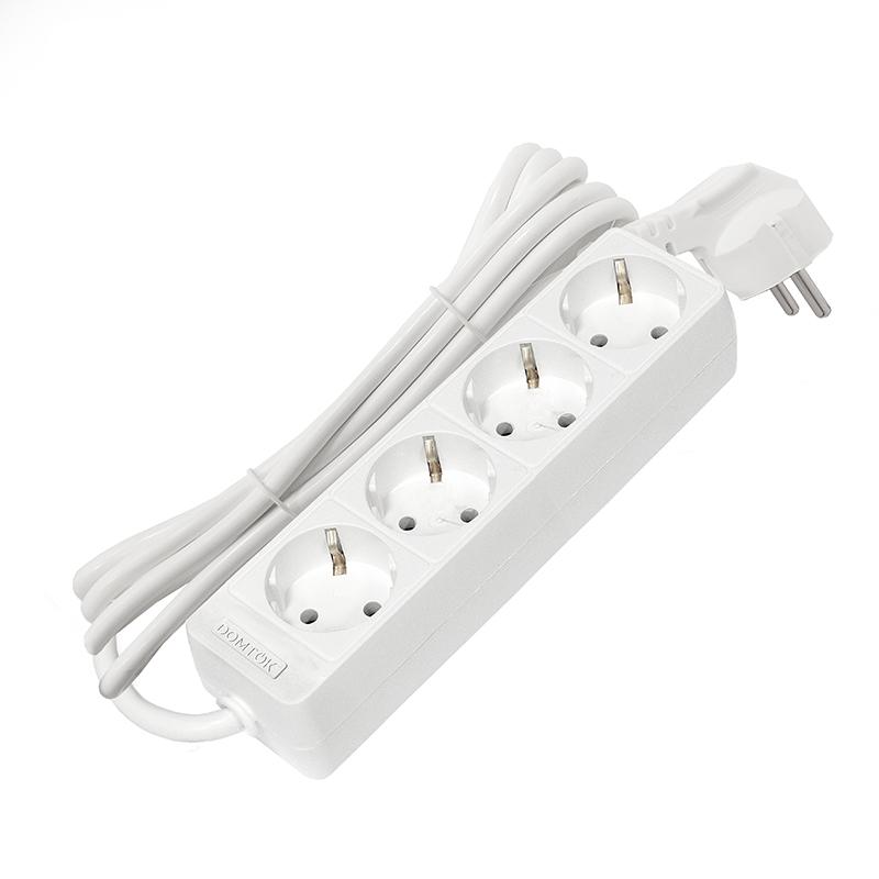 Удлинитель 4х3м с заземл. 16А IP20 3.5кВт ПВС 3х1 бел. DOMTOK 2396