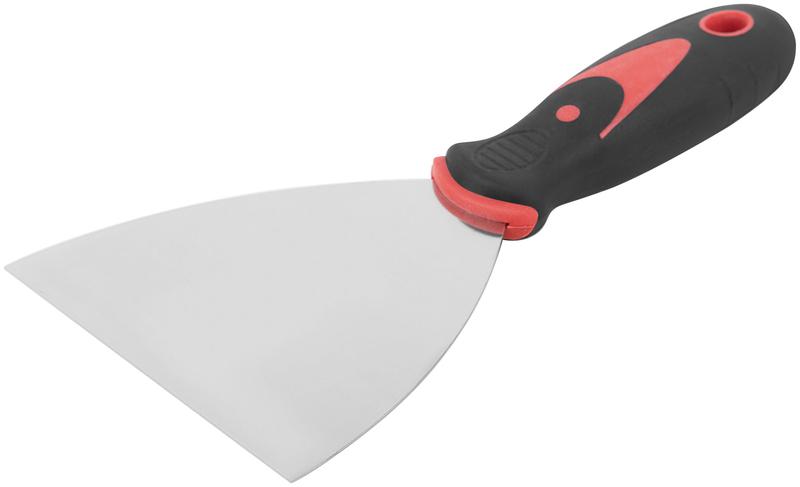 Шпатель 4дюйм (100мм) прорезиненная ручка нерж. сталь КУРС 06706