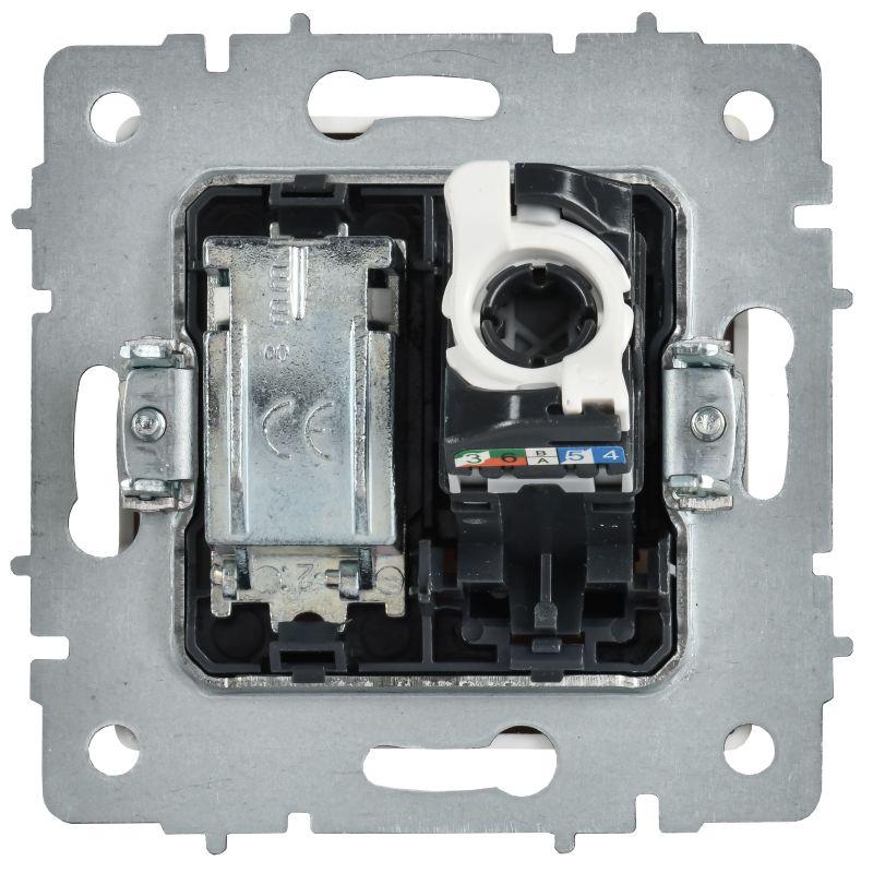 Розетка 2-м BRITE РТВ/РК12-БрАБ TV+RJ45 кат.5E механизм арктич. бел. IEK BR-AK20-1-K91