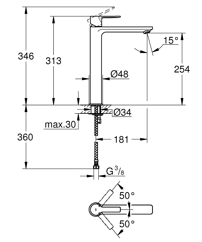 Смеситель Grohe Lineare New 23405DC1 для раковины, суперсталь