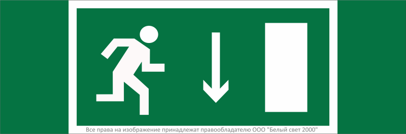 Знак безопасности NPU-3311.E09"Указ. двери эвакуац. выхода (прав.)" Белый свет a32672