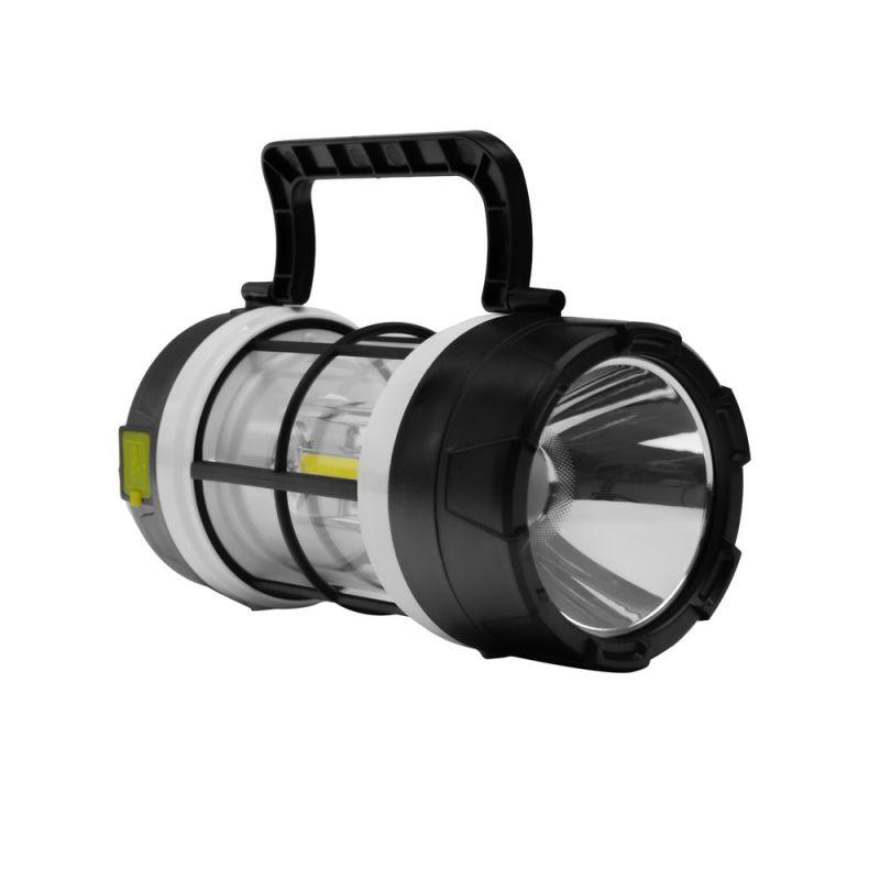 Фонарь аккумуляторный LED38102 LED+3COB 5 реж. Micro-USB PowerBank пластик коробка черн./бел. Ultraflash 15952