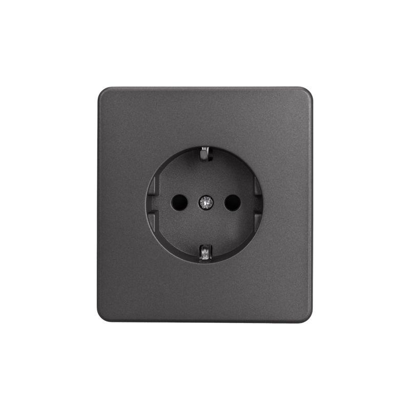 Розетка 1-м СП ROUND MIELE 16А с заземл. защ. шторки титан Kranz KR-78-0701-2