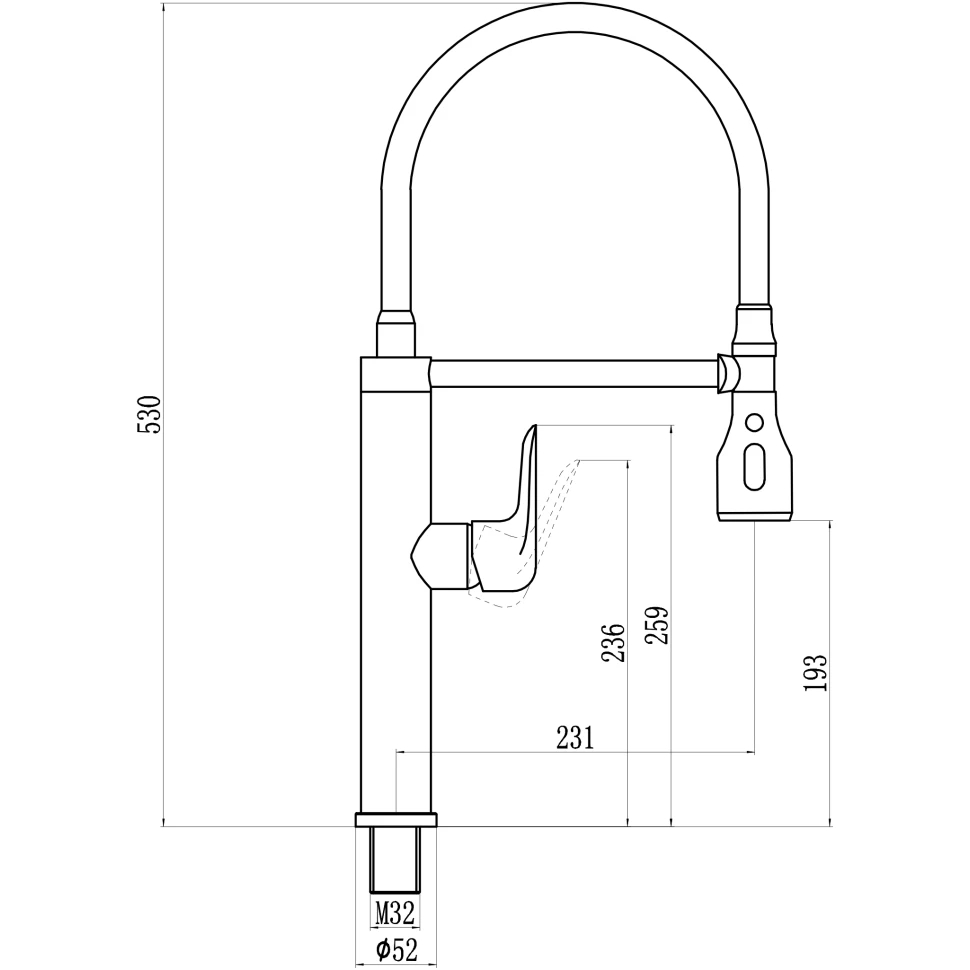 Смеситель для кухни с гибким изливом и режимом душ Savol S-002803, хром