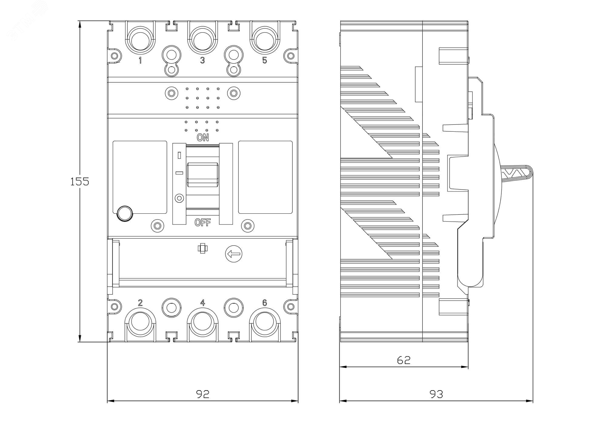 Выключатель автоматический YON MGS160 3P 50,4-63A 36kA