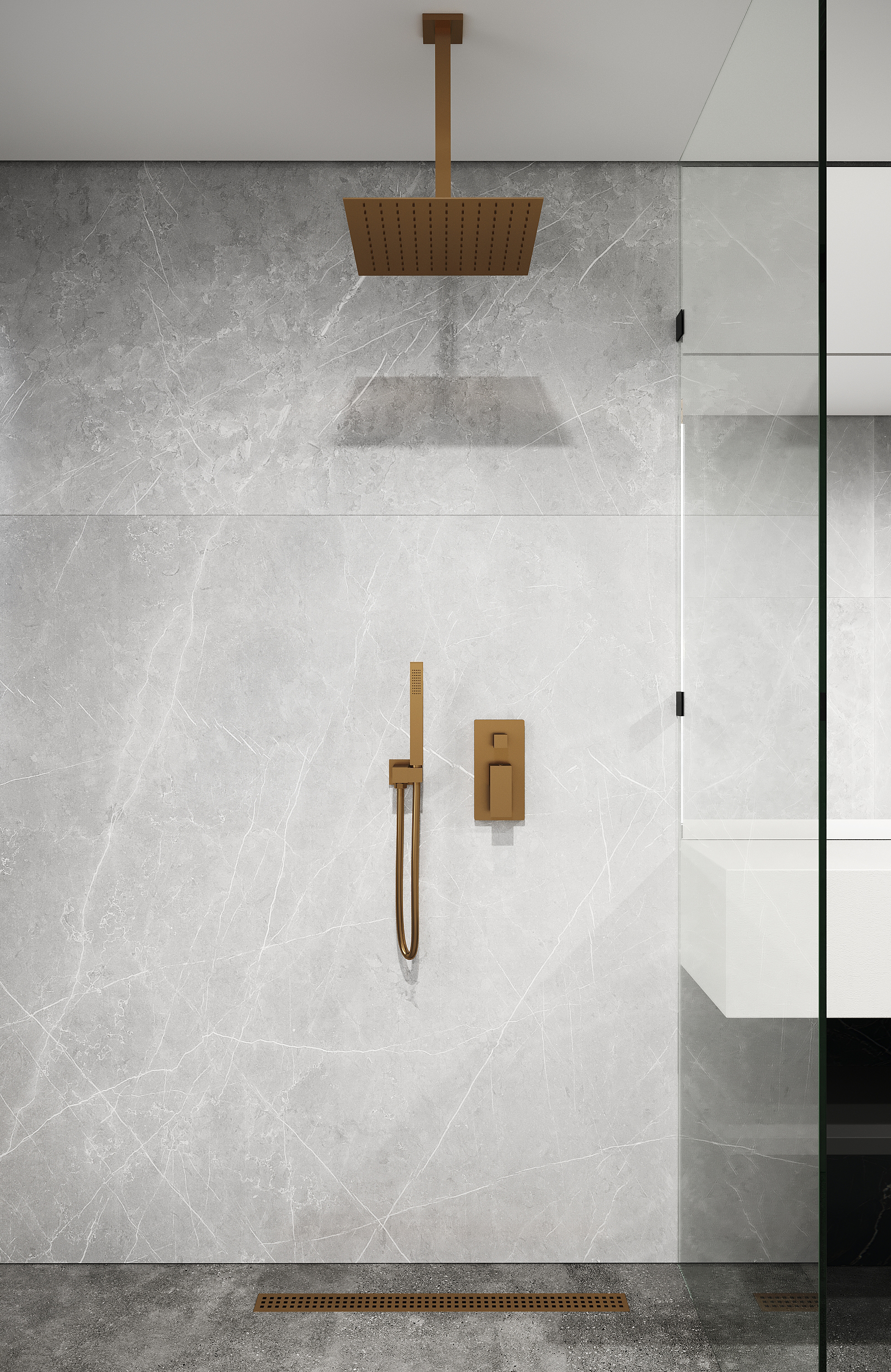 Держатель верхнего душа потолочный QUBIC 629-QUBIC-MW Boheme