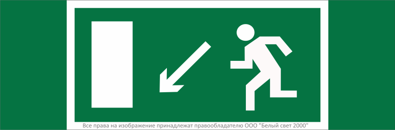 Знак безопасности NPU-3311.E08"Напр. к эвакуационному выходу налево вниз" Белый свет a32671