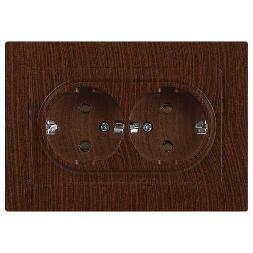 Розетка 2-м СП Accent 6-205-10 16А IP20 250В 2P+E Schuko AL/CU венге Intro Б0063502