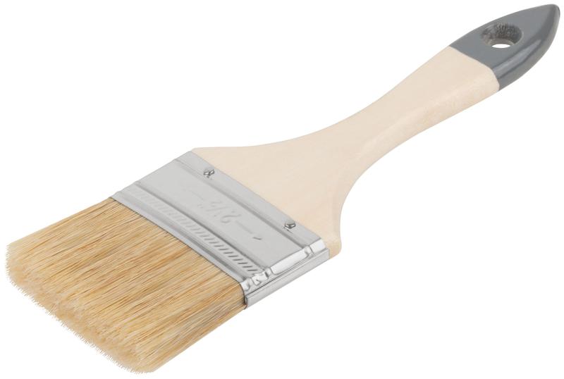 Кисть флейцевая "Лайт" 2.5дюйм (63мм) натур. свет. щетина деревянная ручка КУРС 00806