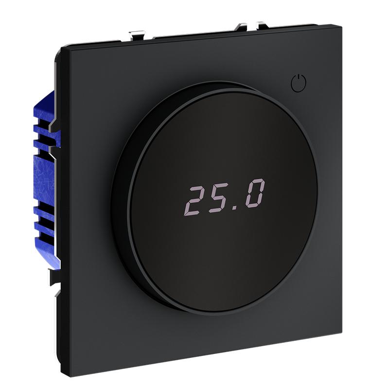 Терморегулятор электронный S70 с индикацией и датчиком для теплого пола механизм графит Voltum VLS070107