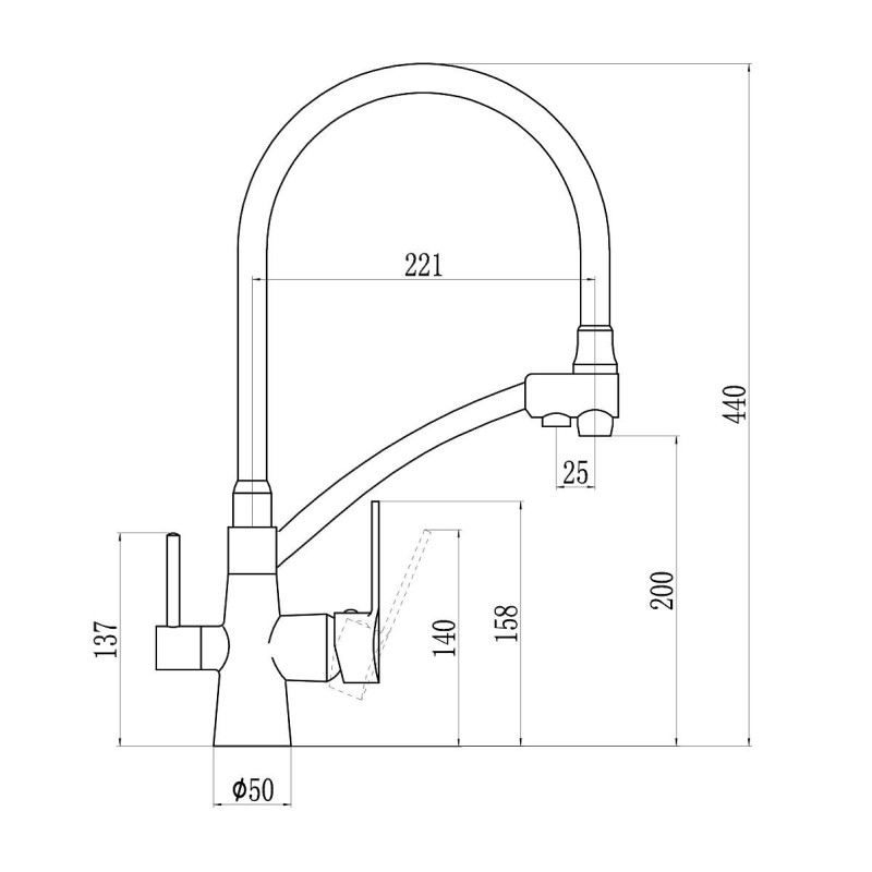 Смеситель для кухни с подключением к фильтру Savol S-L1805-01, хром
