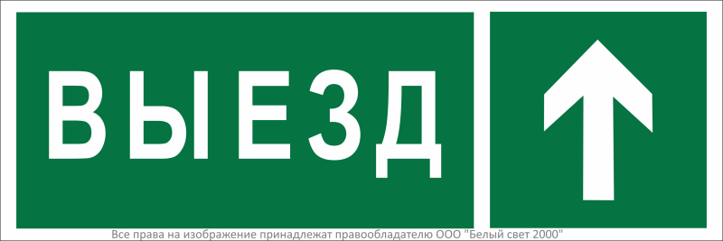 Знак безопасности BL-3511B.N06"Направление к воротам выезда прямо" Белый свет a36501