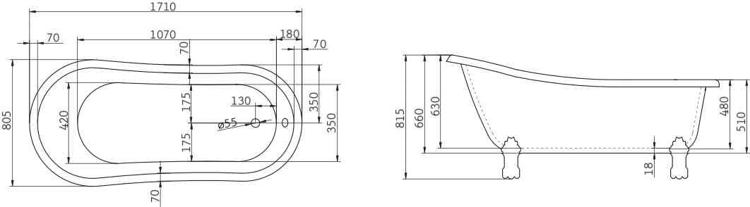 Акриловая ванна BELBAGNO BB04