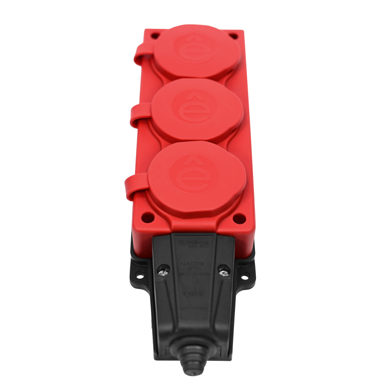 Колодка удлинителя 3-м 16А IP44 MultiSet 2P+E 250В каучук красн. SE MST4123RD