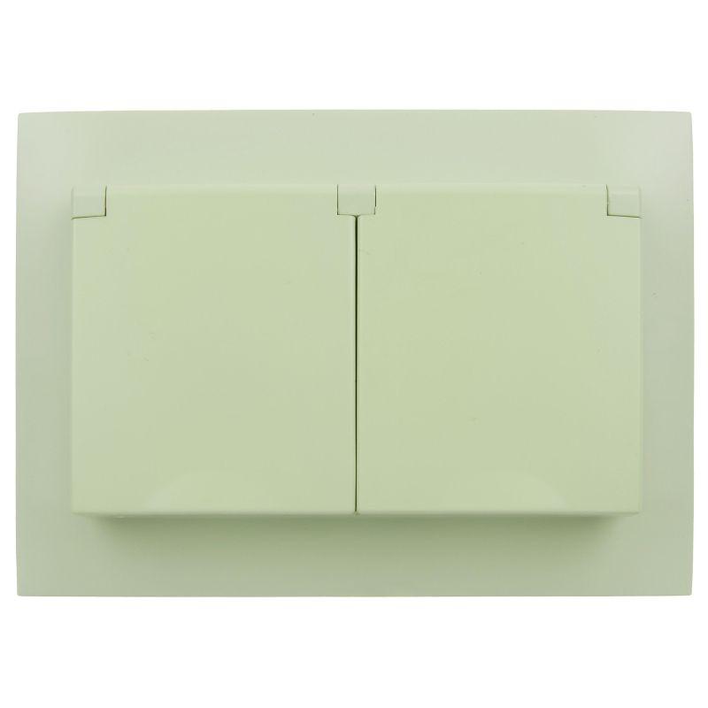 Розетка 2-м SKANDY 16А IP44 с крышкой в сборе SK-R12G мятный IEK SK-R26-16-44-K06-F