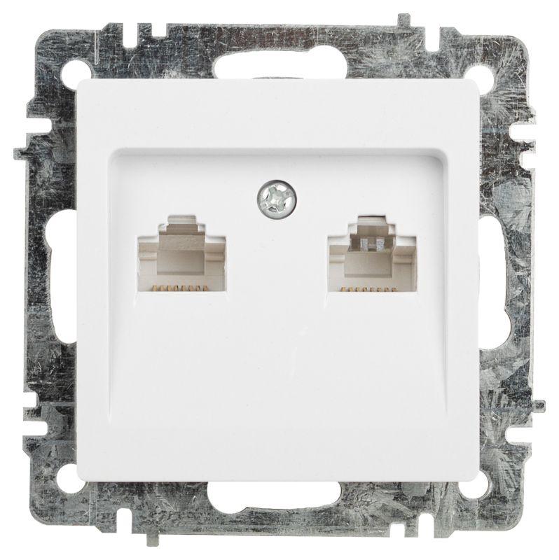 Розетка компьютерная 1-м СП Accent 6-304-01 2xRJ45 IP20 бел. Intro Б0063646