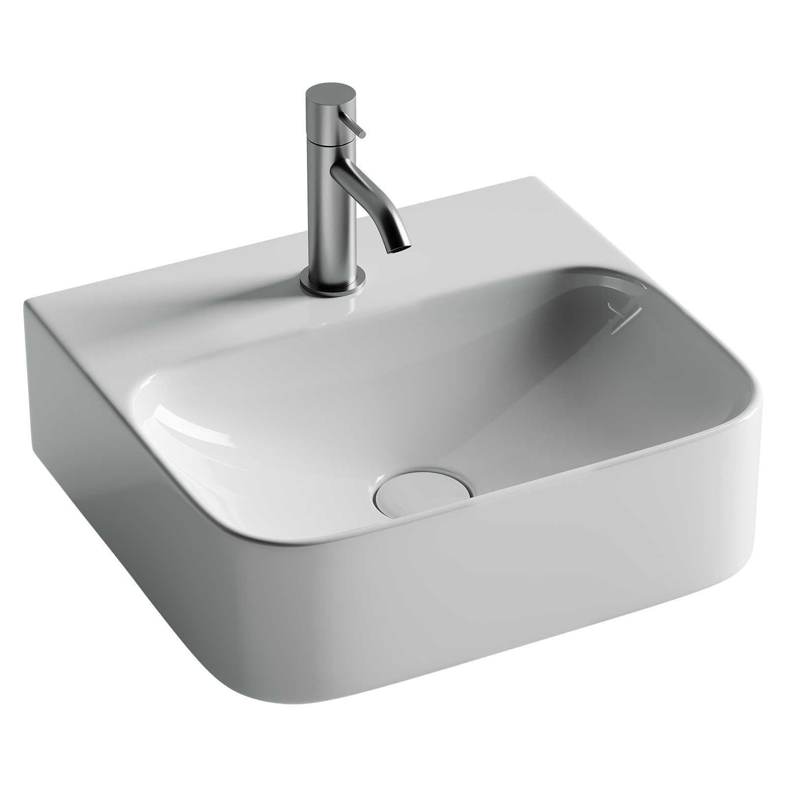 Умывальник AURA с 1 отверстием для смесителя, без перелива 430*390*135мм, CN2005